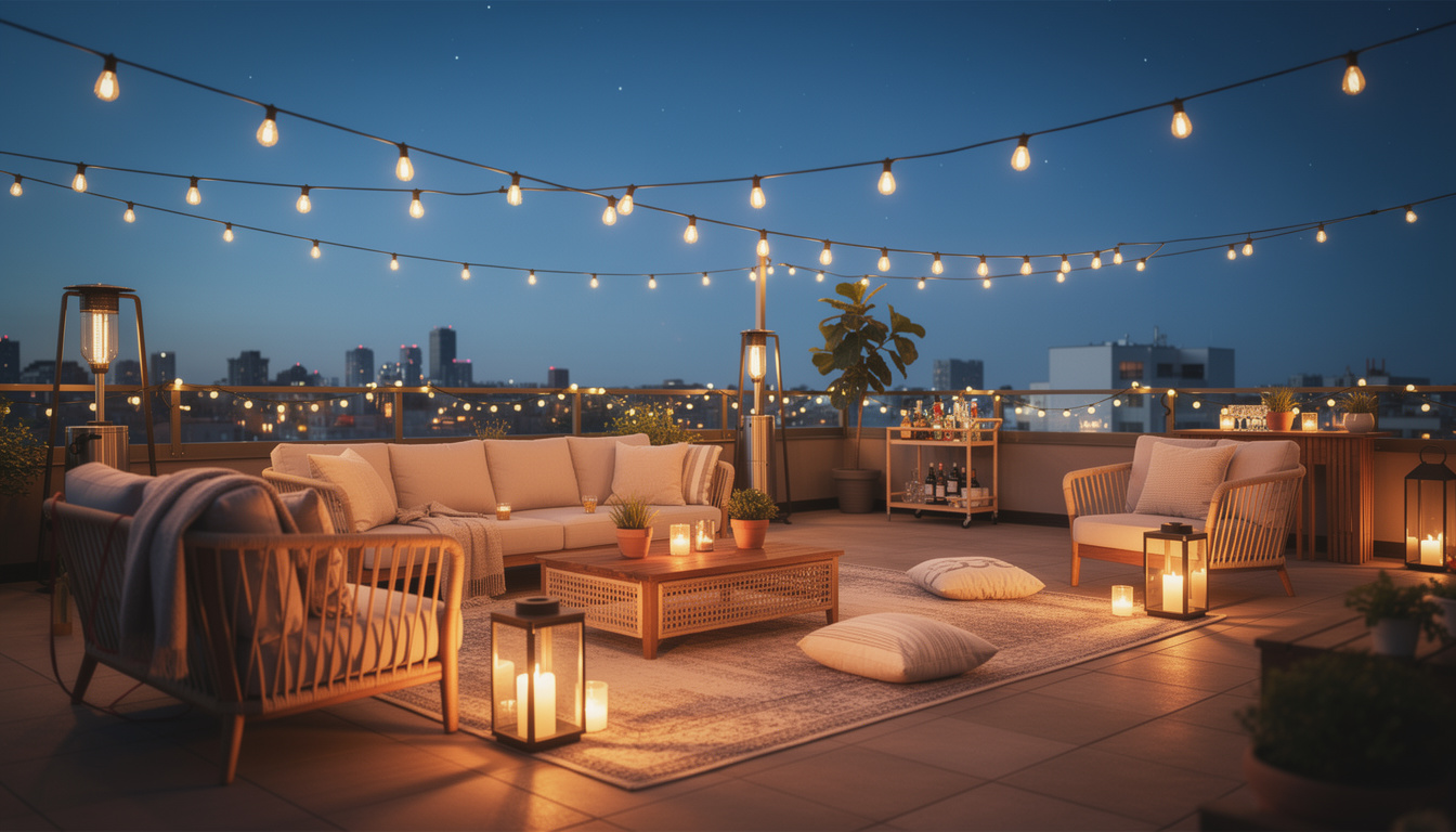 découvrez nos conseils pour créer une ambiance chaleureuse et conviviale lors de votre soirée sur un rooftop, alliant décoration, éclairage et musique pour un moment inoubliable.