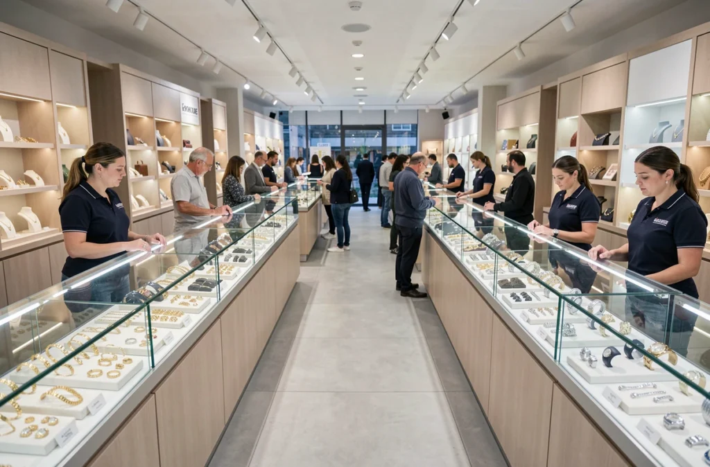 Grande bijouterie en libre-service Le Manège à Bijoux en Seine-et-Marne avec vitrines de bijoux accessibles